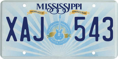 MS license plate XAJ543