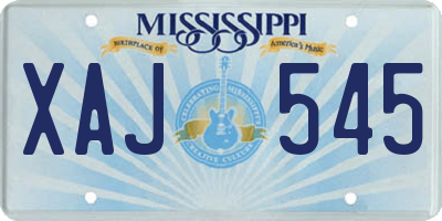 MS license plate XAJ545