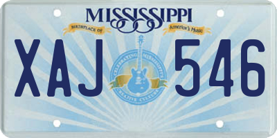 MS license plate XAJ546