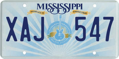 MS license plate XAJ547
