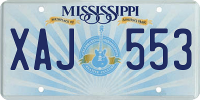 MS license plate XAJ553