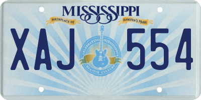 MS license plate XAJ554
