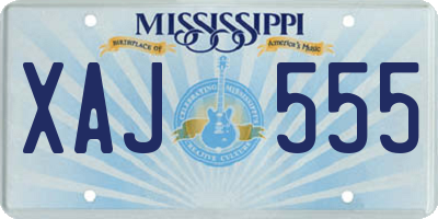MS license plate XAJ555