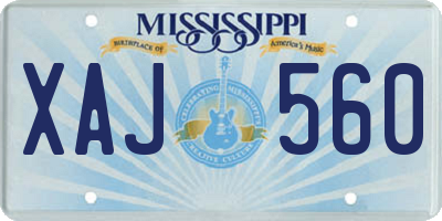 MS license plate XAJ560