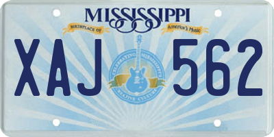 MS license plate XAJ562