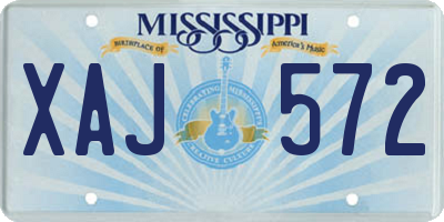 MS license plate XAJ572