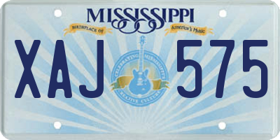 MS license plate XAJ575