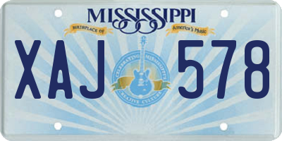 MS license plate XAJ578