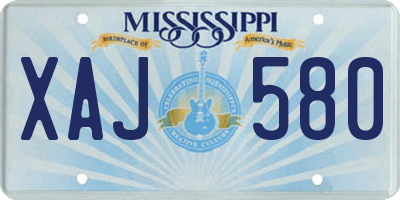 MS license plate XAJ580