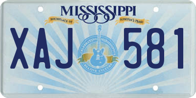 MS license plate XAJ581