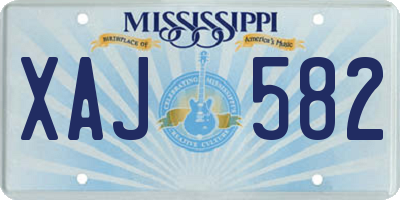 MS license plate XAJ582