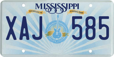 MS license plate XAJ585