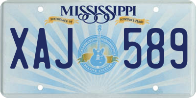 MS license plate XAJ589