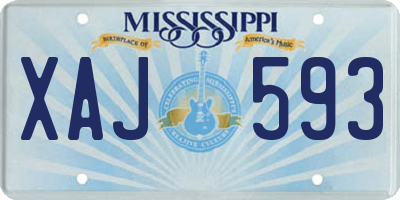 MS license plate XAJ593