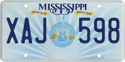 MS license plate XAJ598