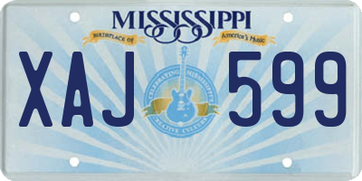 MS license plate XAJ599