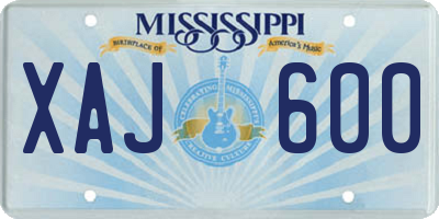 MS license plate XAJ600