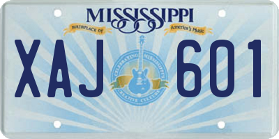 MS license plate XAJ601