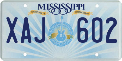 MS license plate XAJ602