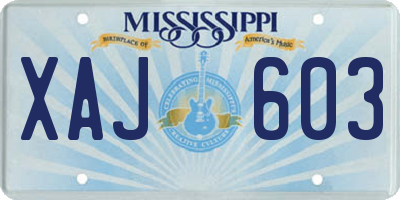 MS license plate XAJ603