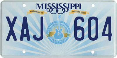 MS license plate XAJ604