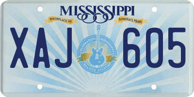 MS license plate XAJ605