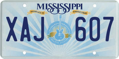 MS license plate XAJ607