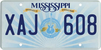 MS license plate XAJ608