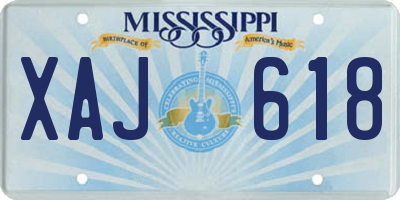 MS license plate XAJ618