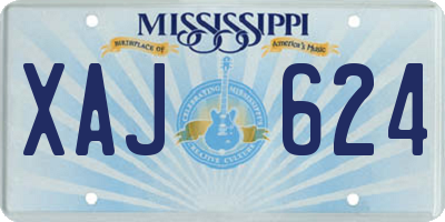 MS license plate XAJ624