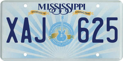 MS license plate XAJ625