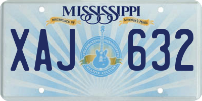MS license plate XAJ632