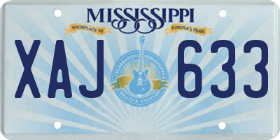 MS license plate XAJ633