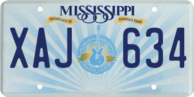 MS license plate XAJ634