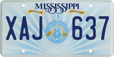 MS license plate XAJ637