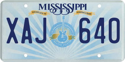 MS license plate XAJ640