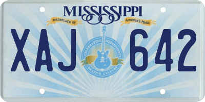 MS license plate XAJ642