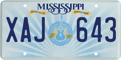 MS license plate XAJ643
