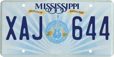 MS license plate XAJ644