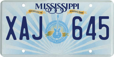 MS license plate XAJ645