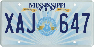 MS license plate XAJ647