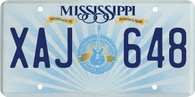 MS license plate XAJ648