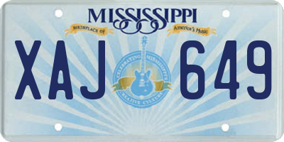 MS license plate XAJ649