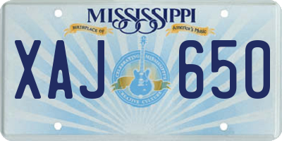 MS license plate XAJ650