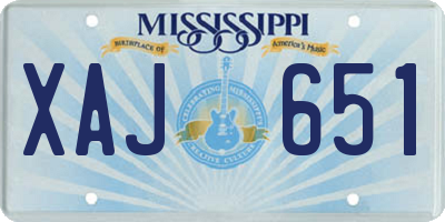 MS license plate XAJ651