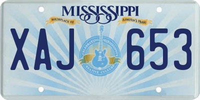 MS license plate XAJ653