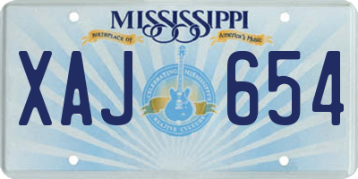 MS license plate XAJ654