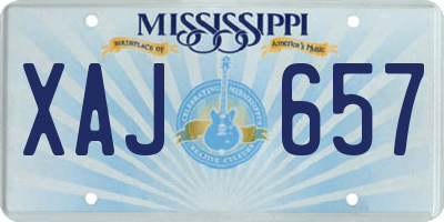 MS license plate XAJ657