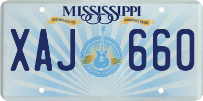 MS license plate XAJ660