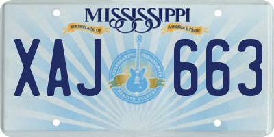 MS license plate XAJ663
